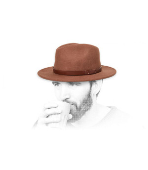 brown felt hat Messer Fedora bison